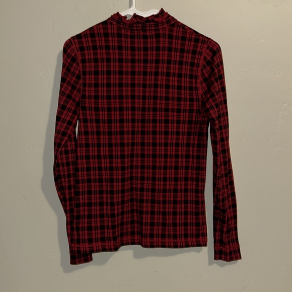 Lauren Ralph Lauren Women's Red Plaid Ruffle Shirt Cotton NWT $70 MSRP Size XS - Picture 6 of 7